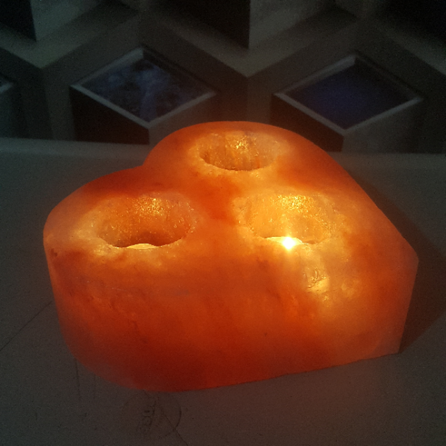 himalayan heart candle holder 3 hole with light